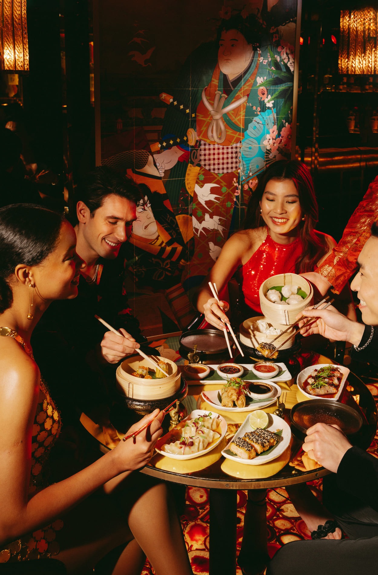 Friends dining at The Ivy Asia Liverpool.