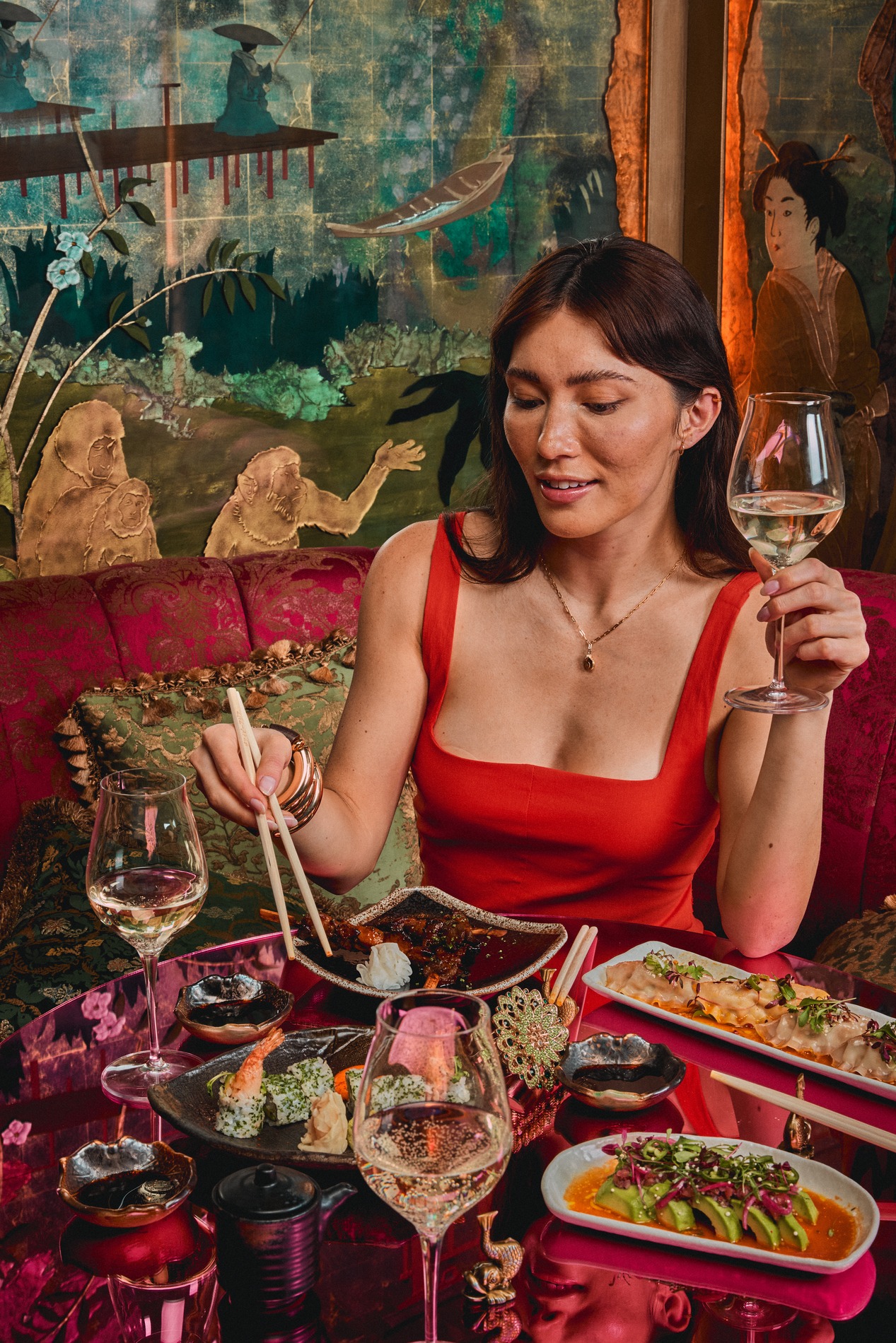 Guest having dinner at The Ivy Asia Guildford.